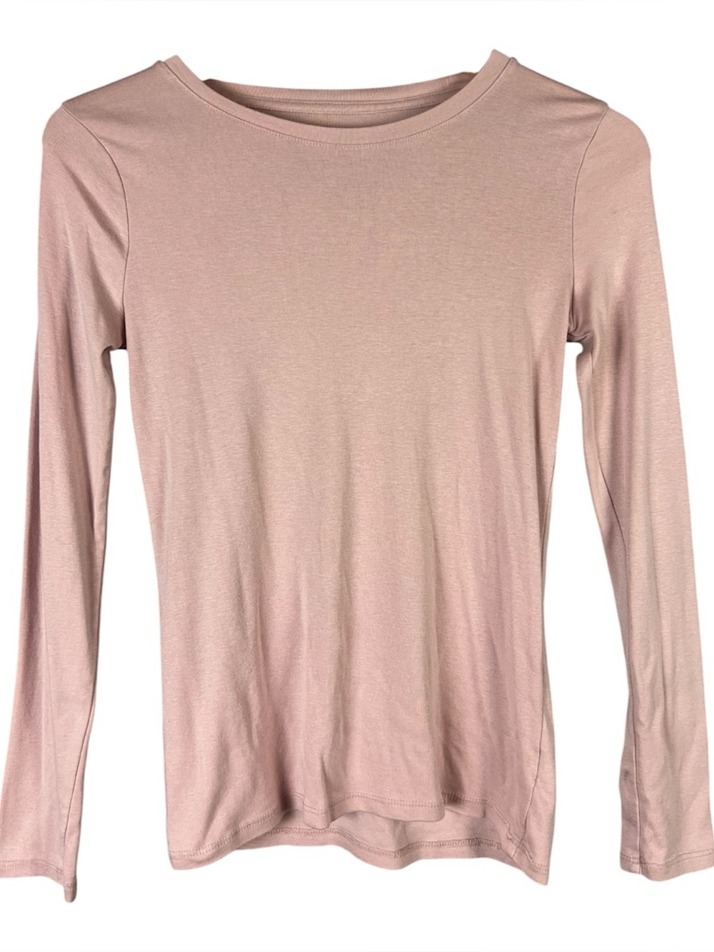 A New Day Long Sleeve Crewneck Tee | Mauve Pink Minimalist Modal Top Size S